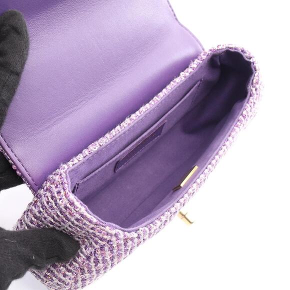 Chanel Matelasse top handle shoulder bag, fabric, women's, purple - Picture 3 of 9